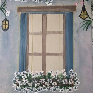 Art Floral Window Painting on Canvas